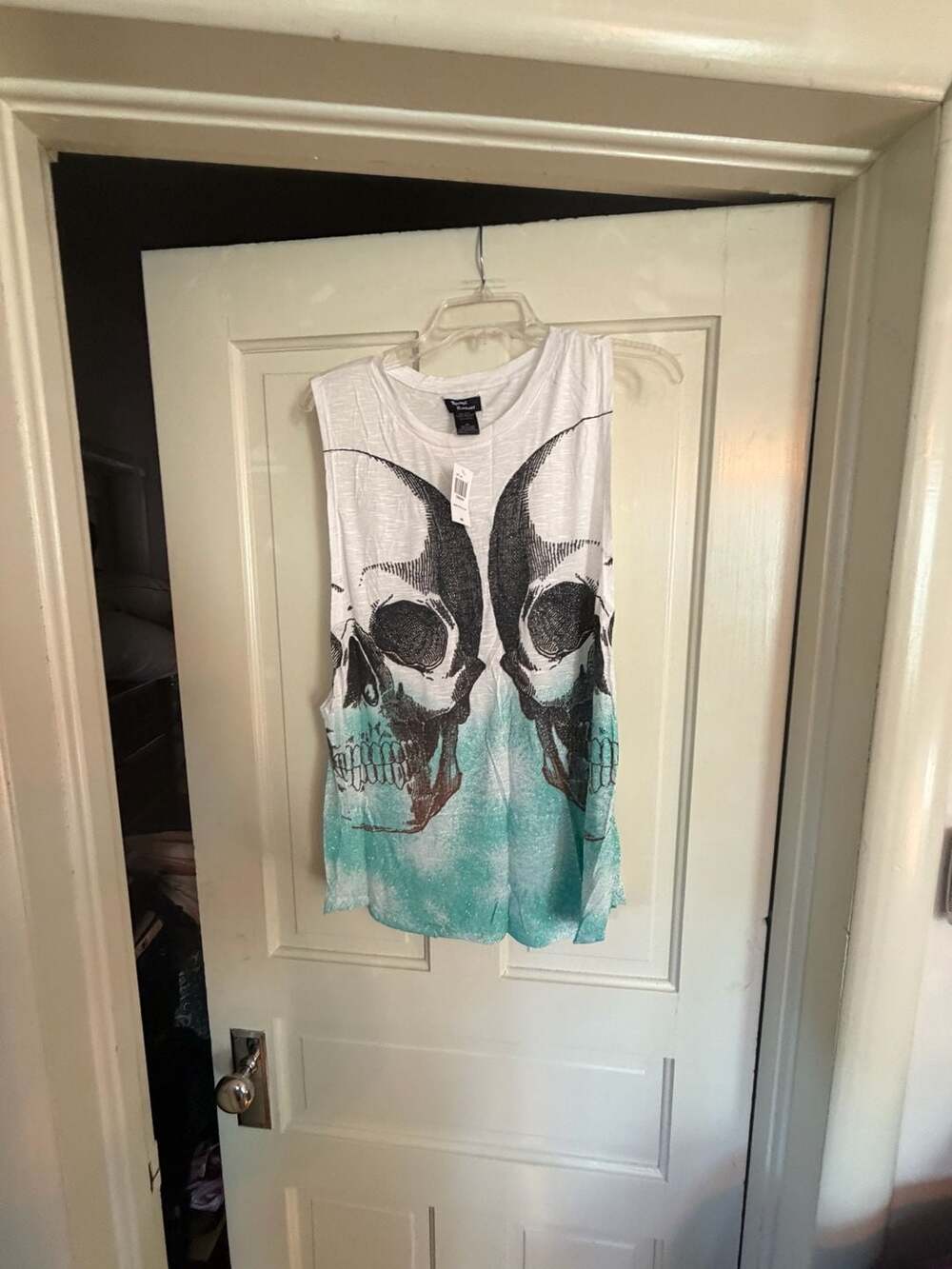 Teenage Runaway Skull Ombre Glitter Top Muscle Tank Size Medium